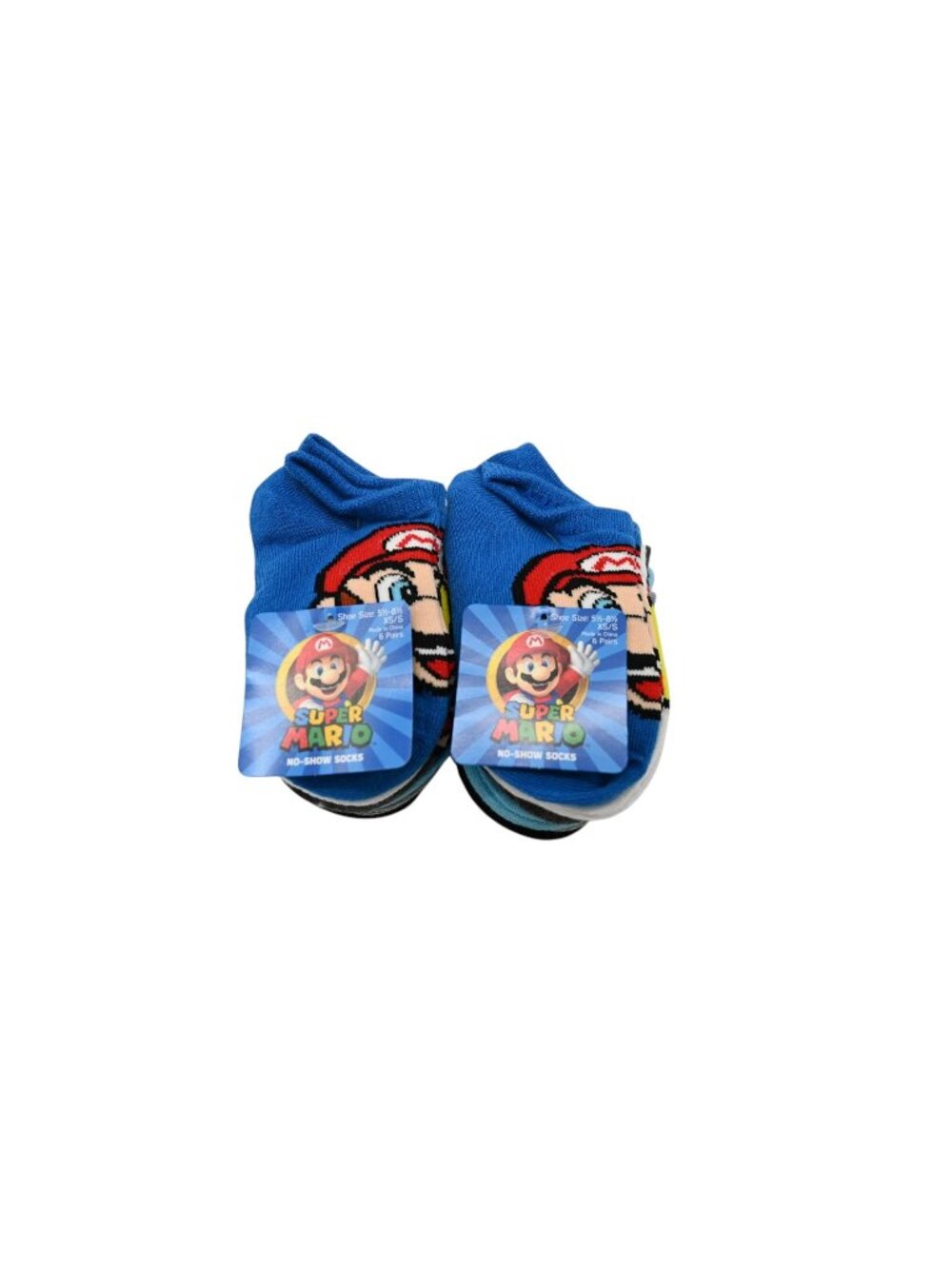 NWT Super Mario Bros Lot of 2 6-Pack No-Show Socks Sz 5.5-8.5 XS/S Multicolor